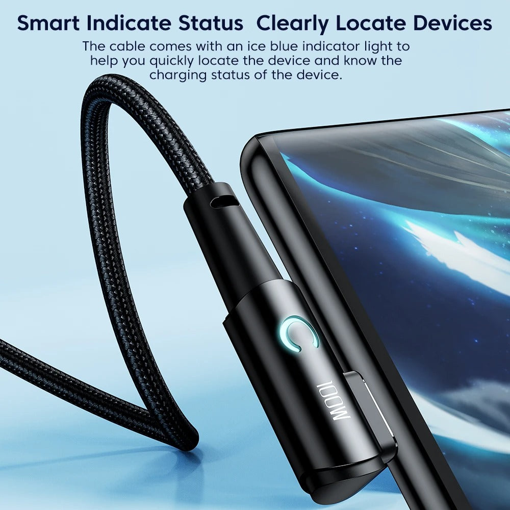 Toocki 90 Degree Elbow USB Type C Cable 100W 5A Fast Charging Data Cord